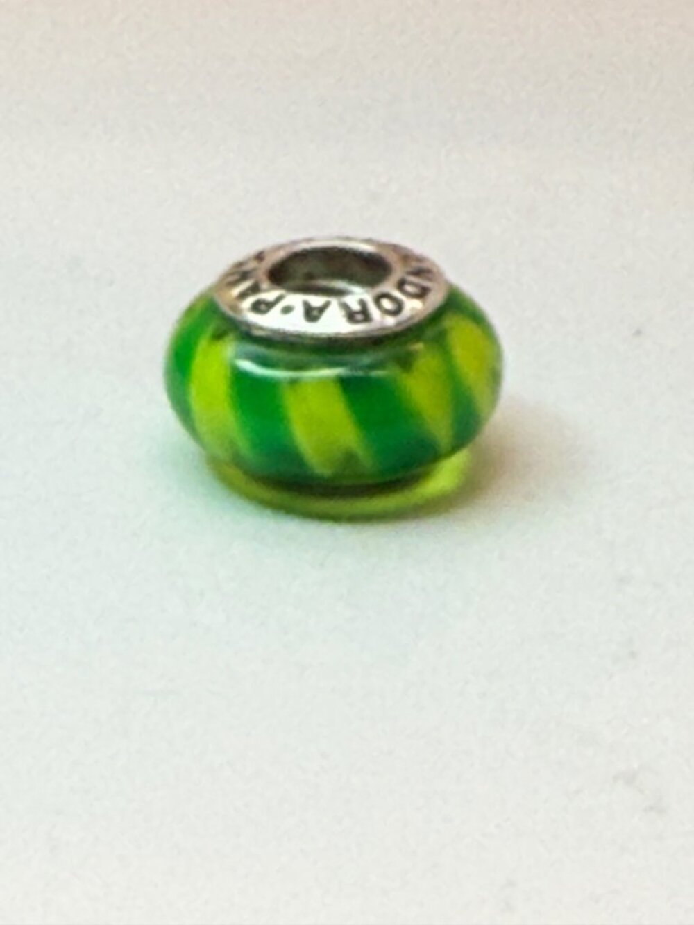 Retired Pandora Green Zig Zag Murano Glass Charm 790616 925 ALE